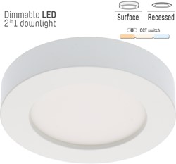 LED Downlight | 7,5W | 375-450lm | 3000K-4000K-6000K | Ø115mm | 120 ° | Dimbaar | In- en opbouw | Wit