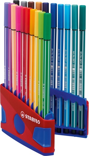 Viltstift  STABILO Pen 68/20 ColorParade in rood/blauw etui M ass 20st-2