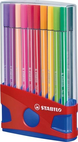 Viltstift  STABILO Pen 68/20 ColorParade in rood/blauw etui M ass 20st-3