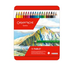 Kleurpotloden Caran d'Ache Pablo assorti blik à 18stuks