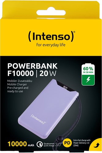 Intenso | Powerbank | 10.000 mAh | 20W | USB-C | USB-QC3.0 | PD3.0 | Display % | F10000 | Paars-2