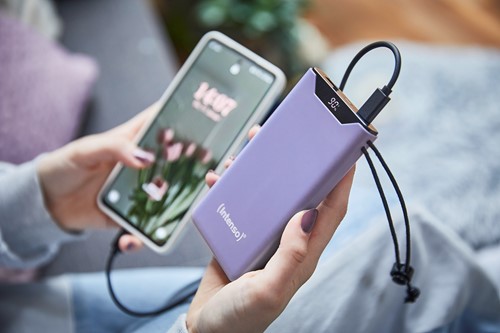 Intenso | Powerbank | 10.000 mAh | 20W | USB-C | USB-QC3.0 | PD3.0 | Display % | F10000 | Paars-3