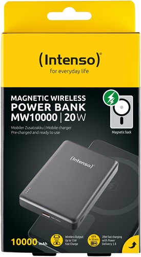 Intenso | Powerbank | 10.000 mAh | USB-C | Magnetisch opladen | MW10000 | Grijs-2
