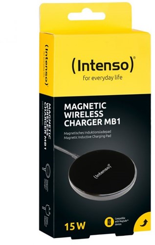 Intenso | Oplader | Draadloos | Qi Lader | MagSafe compatible | MB1 | Snellaad funtie | Zwart-3