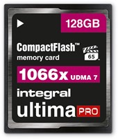 Integral | CompactFlash  | 128 GB | 1066 x | Lezen 160 MB/s  | Schrijven 135 MB/s