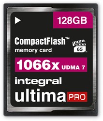 Integral | CompactFlash  | 128 GB | 1066 x | Lezen 160 MB/s  | Schrijven 135 MB/s
