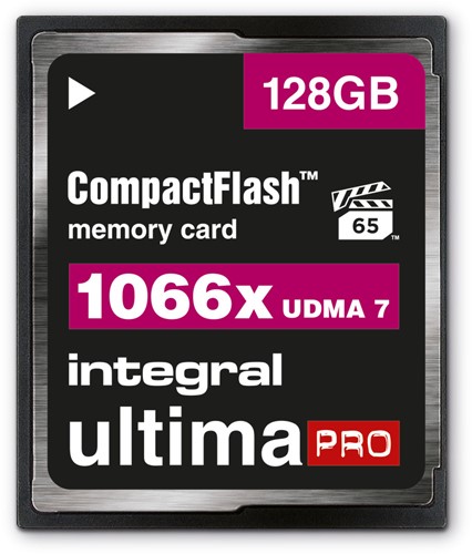 Integral | CompactFlash  | 128 GB | 1066 x | Lezen 160 MB/s  | Schrijven 135 MB/s
