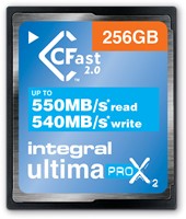 Integral | Cfast 2.0 | 256 GB | Lezen 550 MB/s  | Schrijven 540 MB/s