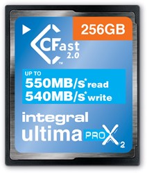 Integral | Cfast 2.0 | 256 GB | Lezen 550 MB/s  | Schrijven 540 MB/s