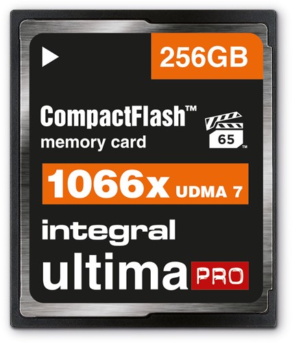 Integral | CompactFlash  | 256 GB | 1066 x | Lezen 160 MB/s  | Schrijven 135 MB/s