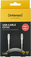 Intenso | Oplaadkabel | Datakabel | USB-C | USB-C | 480 Mbps | Max 60 Watt | 1,5 mtr | Nylon | Wit-2