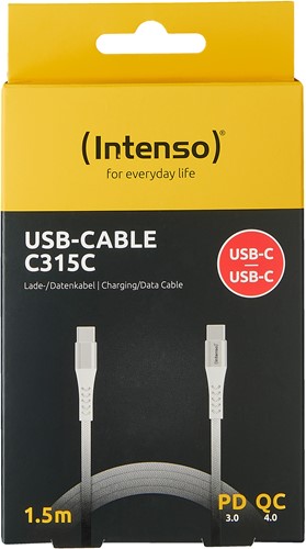 Intenso | Oplaadkabel | Datakabel | USB-C | USB-C | 480 Mbps | Max 60 Watt | 1,5 mtr | Nylon | Wit-2