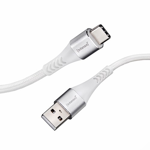 Intenso | Oplaadkabel | Datakabel | USB-A | USB-C | 480 Mbps | Max 60 Watt | 1,5 mtr | Nylon | Wit