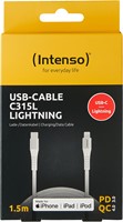 Intenso | Oplaadkabel | Datakabel | USB-C | Lightning | 480 Mbps | Max 60 Watt | 1,5 mtr | Nylon | Wit-2