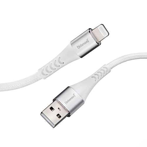 Intenso | Oplaadkabel | Datakabel | USB-A | Lightning | 480 Mbps | Max 12 Watt | 1,5 mtr | Nylon | Wit