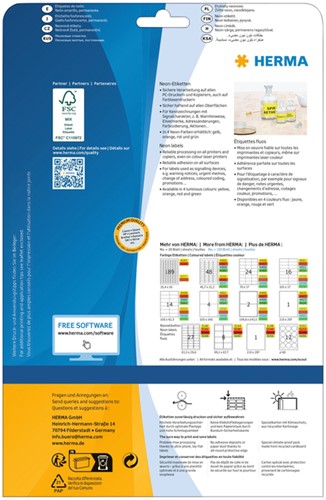 Etiket HERMA 5148 210x297mm A4 fluor geel 20stuks-2