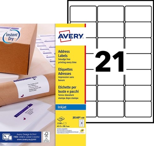 Etiket Avery J8160-100 63.5x38.1mm wit 2100 etiketten-2