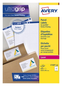 Etiket Avery L7169-250 99.1x139mm wit 1000 etiketten