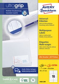 Etiket Avery Zweckform 3484-200 105x37mm wit 3200stuks
