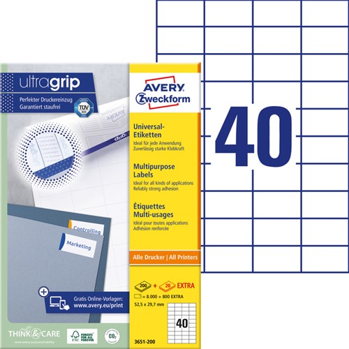 Etiket Avery Zweckform 3651-200 52.5x29.7mm wit 8000stuks-2