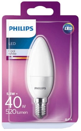 Philips | LED | Kaarslamp | B35 | E14 | 5,5W = 40W | 520lm | 4000K | Opaal | 180° | Niet dimbaar-2