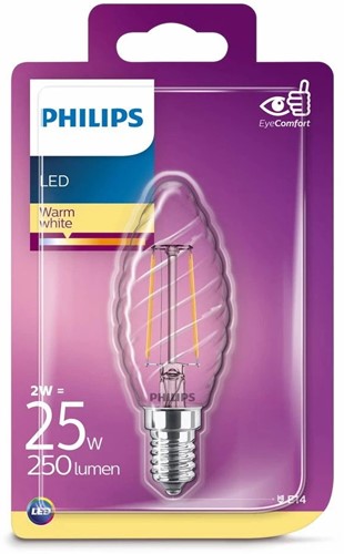 Philips | LED | Kaarslamp | ST35 | E14 | 2W = 25W | 250lm | 2700K | Helder | 180° | Niet dimbaar-2
