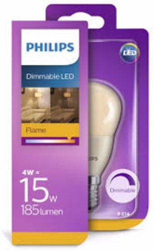 Philips | Dimmable LED | P48 | E14 | 4W = 15W | 185lm | 2000K | Flame | 180° | Dimbaar-2