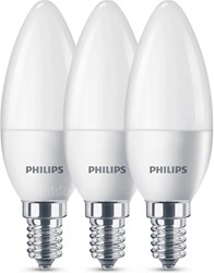 Philips | LED | Kaarslamp | B35 | E14 | 3,5W = 30W | 330lm | 2700K | Opaal | 180° | Niet dimbaar | 3-pack