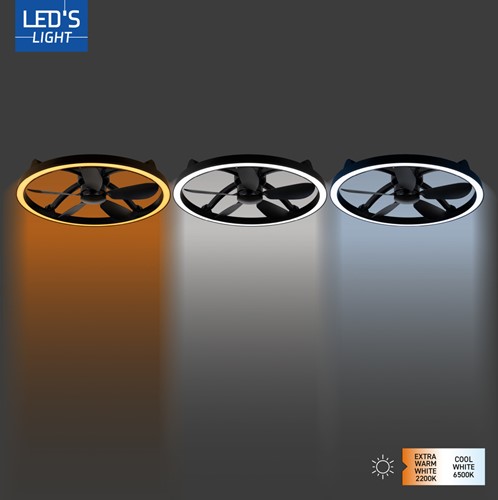 Led | Plafondventilator | LED Verlichting | Incl. Afstandbediening | 2200-6500K | Dimbaar | Ø61cm  | Design-2
