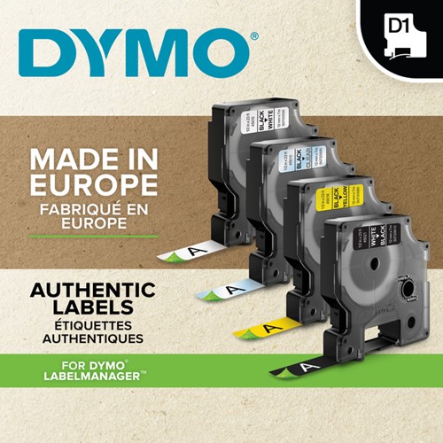 Labeltape Dymo 45011 D1 720510 12mmx7m blauw op transparant-3