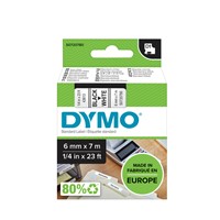 Labeltape Dymo LabelManager D1 polyester 6mm zwart op wit