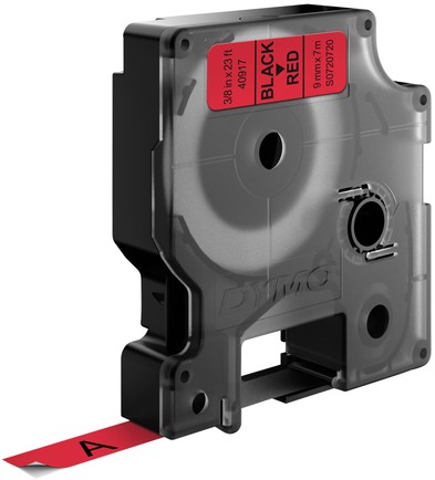 Labeltape Dymo LabelManager D1 polyester 9mm zwart op rood-3