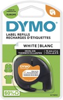 Labeltape Dymo LetraTag strijkbaar 12mm zwart op wit