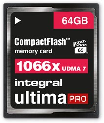 Integral | CompactFlash  | 64 GB | 1066 x | Lezen 160 MB/s  | Schrijven 135 MB/s