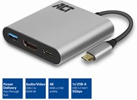 ACT | Docking | Adapter | USB-C | HDMI | 4K | PD Pass Through 60 Watt | 1x USB-A | Space Gray