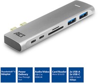 ACT | Docking | Station | 2x USB-C | 2x USB-A | Kaartlezer SD & MicroSD | Space Gray-2