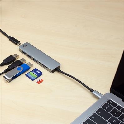 ACT | Docking | Adapter | USB-C | PD Pass Through 100 Watt | 3x USB-A 3.1 | Gen 1 | Kaartlezer SD & MicroSD | Space Gray-2