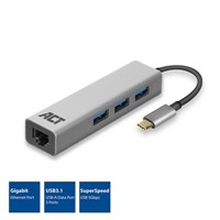ACT | Docking | Adapter | USB-C | 3x USB-A 3.1 | Gen 1 | Lan | Space Gray