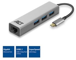 ACT | Docking | Adapter | USB-C | 3x USB-A 3.1 | Gen 1 | Lan | Space Gray