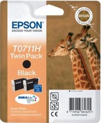 T0711 | 1x Zwart Dubbelpak | Origineel | Cartridges voor Epson