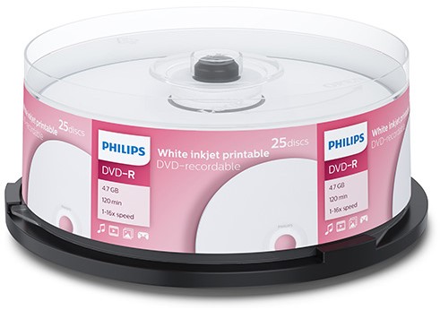 Philips | DVD-R | 4.7 GB | Inkjet Printable | 25 stuks