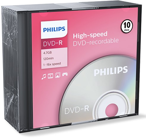 Philips | DVD-R | 4.7 GB | 10 stuks