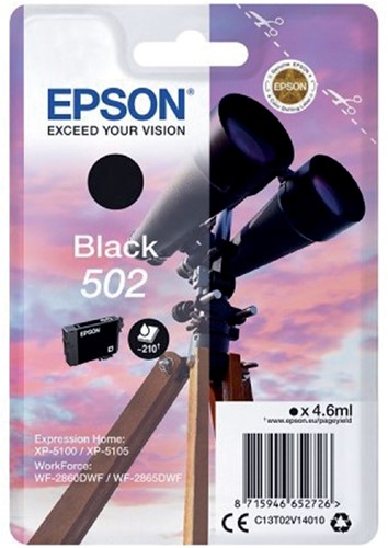 502 | 1x Zwart | Origineel | Cartridges voor Epson