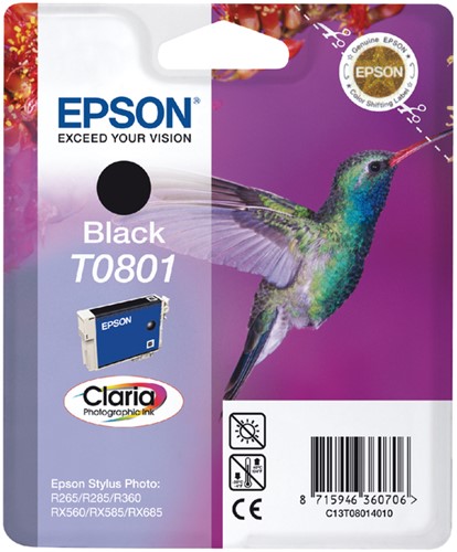 T0801 | 1x Zwart | Origineel | Cartridges voor Epson