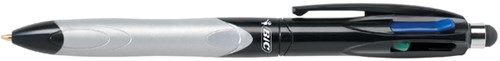 Balpen Bic 4 kleuren colours stylus medium zwart/grijs