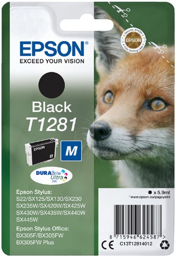 T1281 | 1x Zwart | Origineel | Cartridges voor Epson