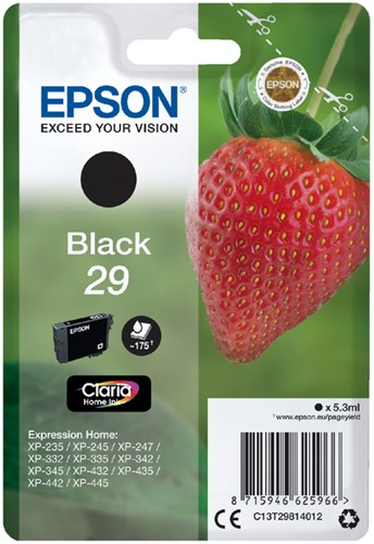 29 | 1x Zwart | Origineel | Cartridges voor Epson