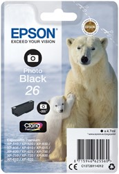 26 | 1x Foto Zwart | Origineel | Cartridges voor Epson