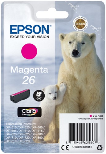 26 | 1x Magenta | Origineel | Cartridges voor Epson