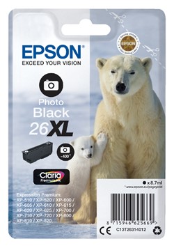 26 XL | 1x Foto Zwart | Origineel | Cartridges voor Epson